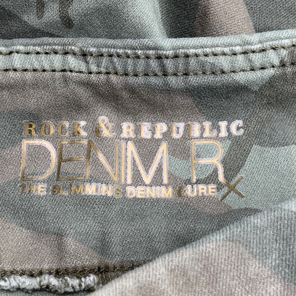 Rock & Republic Denim Rx Fever Pull On Skinny Ankle Jeans Women's 2 M Green Camo - Picture 7 of 9